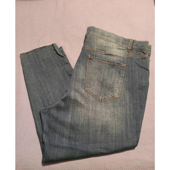 Terra & Sky Pull On Capri Jeans Women's 3X Blue Denim Pockets High Rise (G25) - Picture 1 of 5